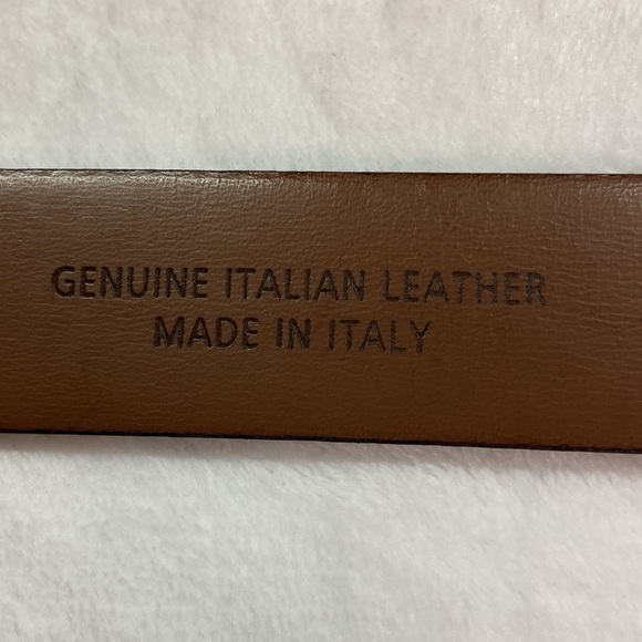 Genuine Italian Leather Belt 36 Bronze-like Silver Buckle EUC main image 6